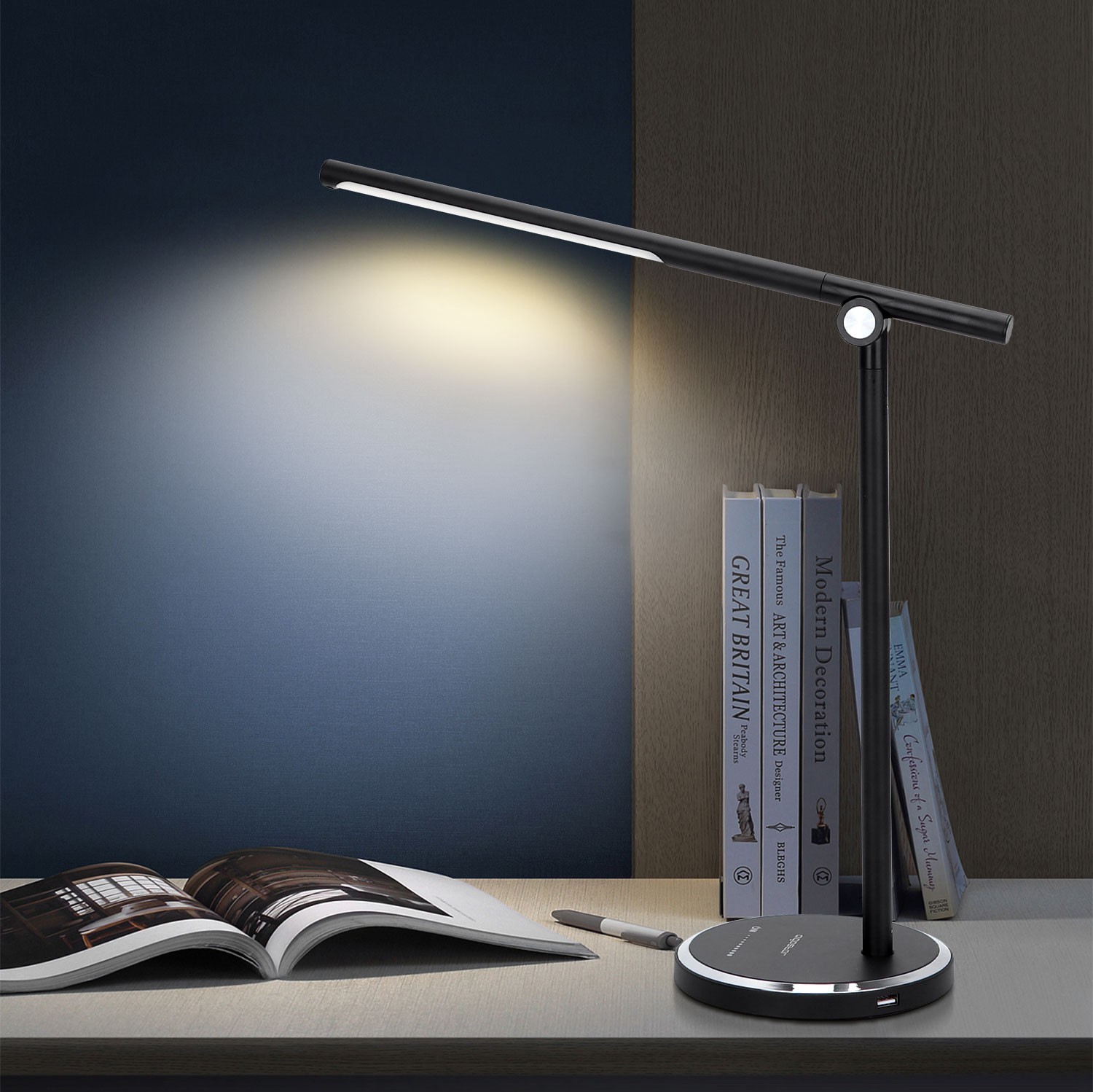 29,95 € Spedizione Gratuita | Lampada da scrivania Aigostar 8W 40×38 cm. Lampada da tavolo a LED. lampada pieghevole Alluminio. Colore nero