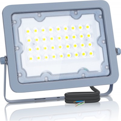 8,95 € Spedizione Gratuita | Proiettore da esterno Aigostar 30W 6500K Luce fredda. 17×12 cm. Faretto a led impermeabile Alluminio. Colore grigio