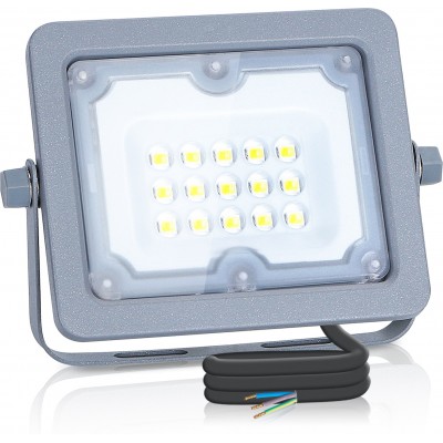 4,95 € Envío gratis | Foco proyector exterior Aigostar 10W 4000K Luz neutra. 12×9 cm. Foco LED a prueba de agua Aluminio. Color gris