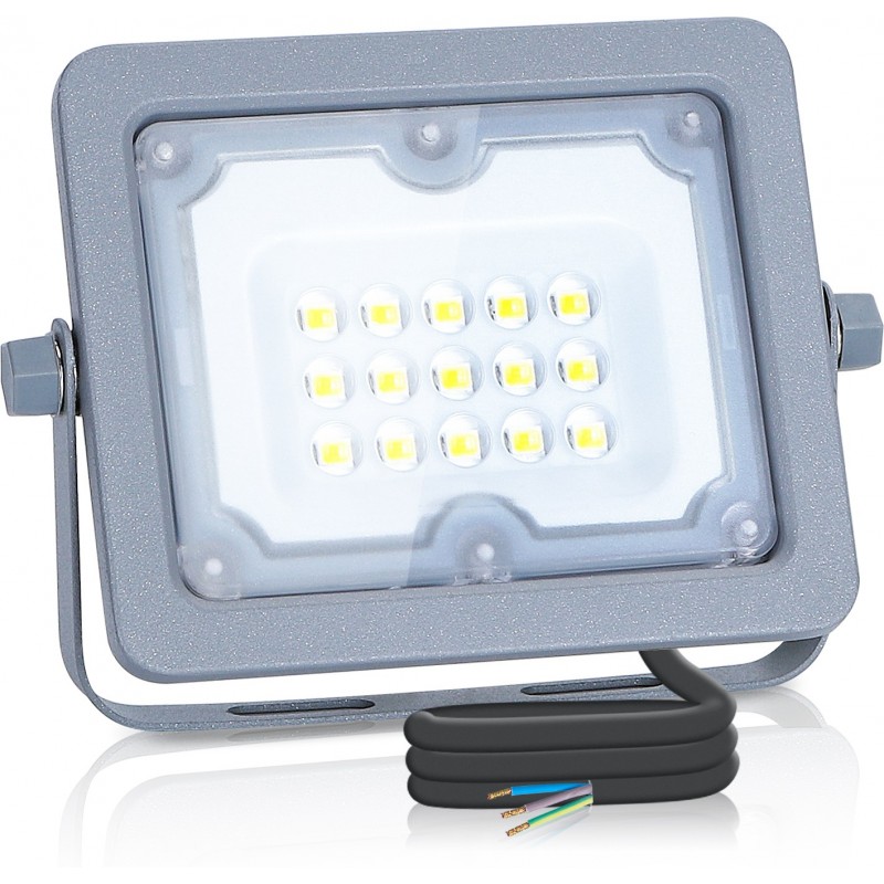 4,95 € Spedizione Gratuita | Proiettore da esterno Aigostar 10W 4000K Luce neutra. 12×9 cm. Faretto a led impermeabile Alluminio. Colore grigio