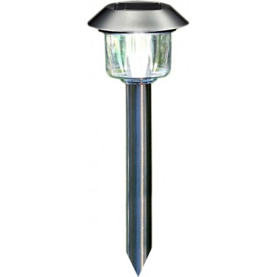 Faro luminoso Aigostar 0.8W 6500K Luce fredda. 37×13 cm. Lampada solare a LED Acciaio inossidabile e Policarbonato. Colore argento