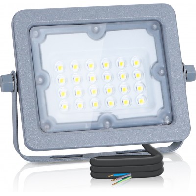 5,95 € Envio grátis | Holofote externo Aigostar 20W 4000K Luz neutra. 14×10 cm. Holofotes led à prova d'água Alumínio. Cor cinza