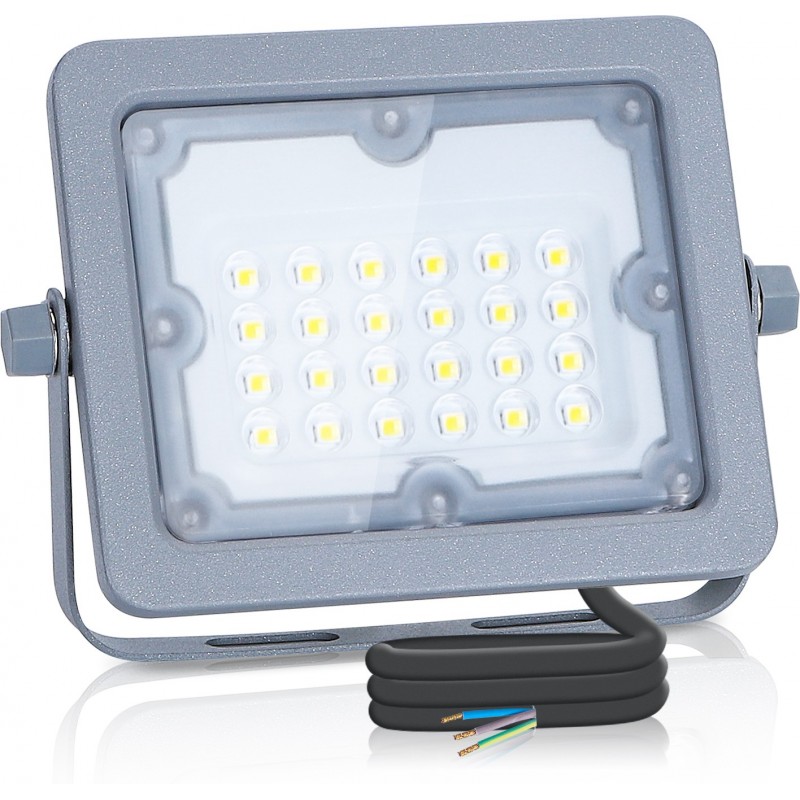 5,95 € Kostenloser Versand | Hochwasser und Scheinwerfer Aigostar 20W 4000K Neutrales Licht. 14×10 cm. Wasserdichter LED-Strahler Aluminium. Grau Farbe