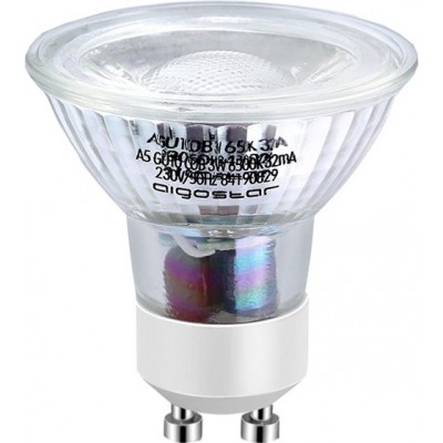 Scatola da 5 unità Lampadina LED Aigostar 3W GU10 LED 6500K Luce fredda. Ø 5 cm. Cristallo