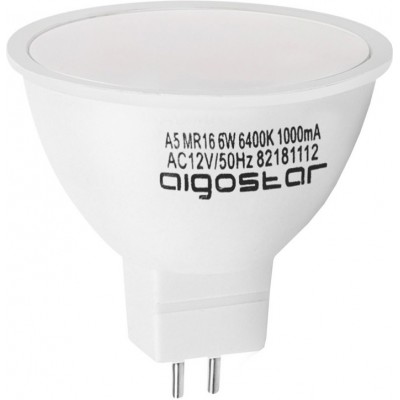 9,95 € 免费送货 | 盒装5个 LED灯泡 Aigostar 6W MR16 LED Ø 5 cm. 白色的 颜色