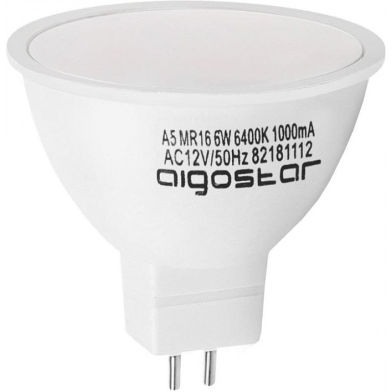 9,95 € Free Shipping | 5 units box LED light bulb Aigostar 6W MR16 LED Ø 5 cm. White Color