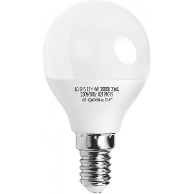 5,95 € Kostenloser Versand | 5 Einheiten Box LED-Glühbirne Aigostar 4W E14 LED 3000K Warmes Licht. Sphärisch Gestalten Ø 4 cm. geführter Ballon Weiß Farbe
