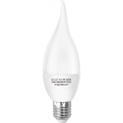 7,95 € Free Shipping | 5 units box LED light bulb Aigostar 3W E14 LED 3000K Warm light. Ø 3 cm. LED candle White Color