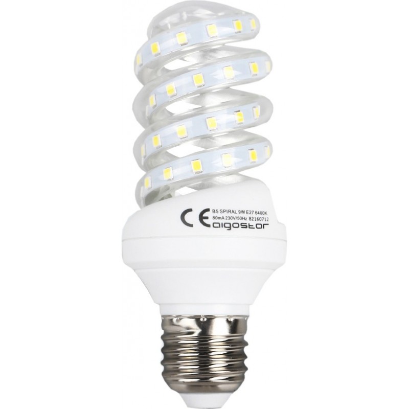 17,95 € Free Shipping | 5 units box LED light bulb Aigostar 9W E27 3000K Warm light. 13 cm. LED spiral