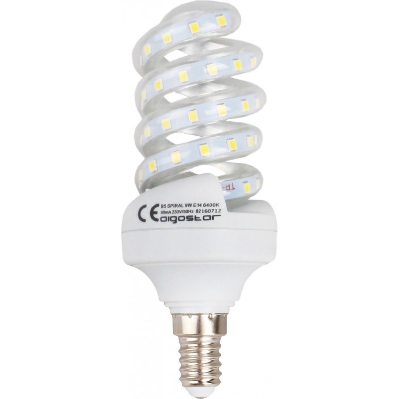 17,95 € Envoi gratuit | Boîte de 5 unités Ampoule LED Aigostar 9W E14 LED 3000K Lumière chaude. 13 cm. Spirale LED