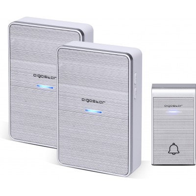 112,95 € 送料無料 | 8個入りボックス 家庭電化製品 Aigostar 0.3W DCワイヤレスデジタルドアベル ABS そして アクリル. 銀 カラー