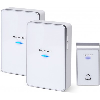 Caja de 8 unidades Electrodoméstico de hogar Aigostar 0.3W Timbre digital inalámbrico DC ABS y Acrílico. Color blanco y plata
