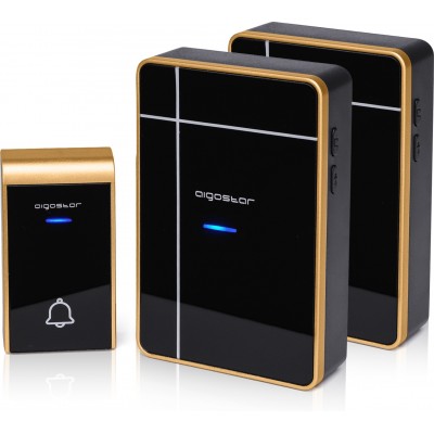 112,95 € 送料無料 | 8個入りボックス 家庭電化製品 Aigostar 0.3W DCワイヤレスデジタルドアベル ABS そして アクリル. ゴールデン そして ブラック カラー