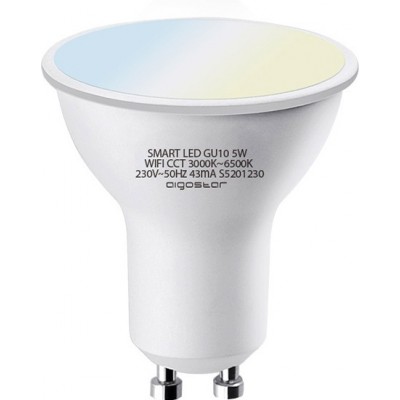 Fernbedienung LED-Lampe Aigostar 5W GU10 LED Ø 5 cm. Intelligente LEDs. W-lan. Dimmbar. Kompatibel mit Alexa und Google Home Pmma und polycarbonat. Weiß Farbe