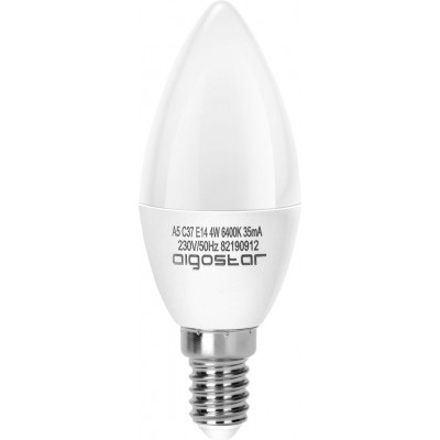 Caixa de 5 unidades Lâmpada LED Aigostar 4W E14 Ø 3 cm. vela LED. Filamento Edison. ângulo amplo Cor branco