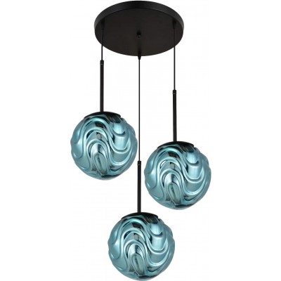 156,95 € Бесплатная доставка | Подвесной светильник Сферический Форма Ø 20 cm. Кристалл. Синий Цвет