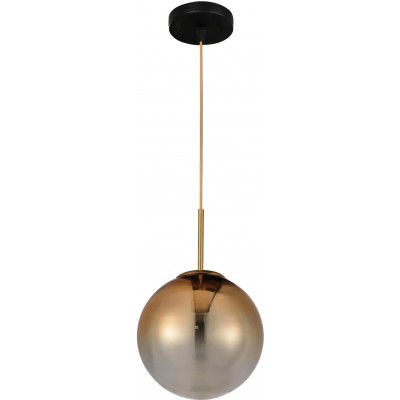 59,95 € Free Shipping | Hanging lamp Spherical Shape Ø 25 cm. Crystal and Leather. Golden Color