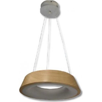 Hanging lamp 34W Round Shape Ø 40 cm. Memory. Control via Smartphone APP. Remote control Wood. Brown Color