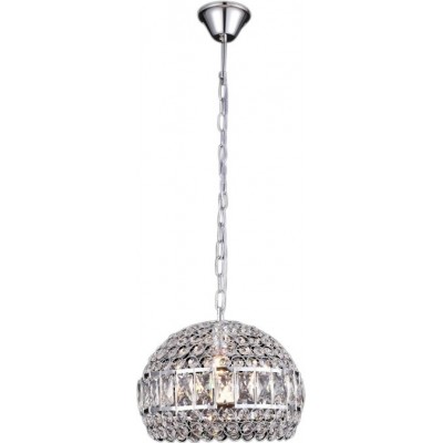 74,95 € Free Shipping | Hanging lamp 60W Spherical Shape Ø 25 cm. Crystal and Metal casting. Plated chrome Color