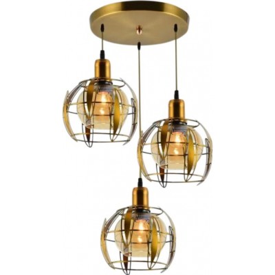 119,95 € Free Shipping | Hanging lamp Spherical Shape Ø 20 cm. Metal casting. Brown Color
