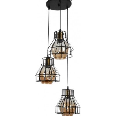 83,95 € Free Shipping | Hanging lamp 60W Spherical Shape Ø 20 cm. 3 points of light Crystal and Metal casting. Brown and black Color