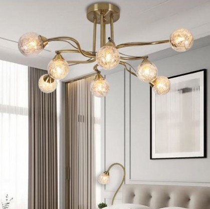 104,95 € Envio grátis | Lustre 56W 71×29 cm. 6 pontos de luz Cristal e metais. Cor castanho