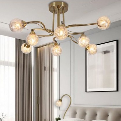 72,95 € Envoi gratuit | Lustre 56W 68×29 cm. 4 points de lumière Cristal et métal. Couleur marron