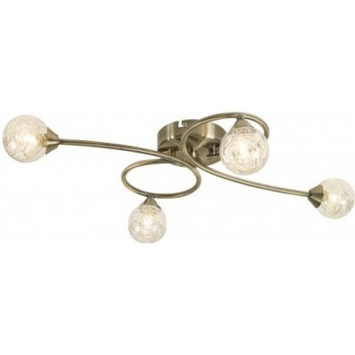 Ceiling lamp 40W 65×43 cm. 4 points of light Crystal and Metal casting. Brown Color