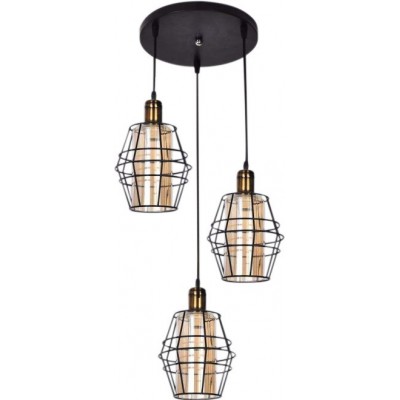 83,95 € Free Shipping | Hanging lamp 70×25 cm. 3 points of light Metal casting. Black Color