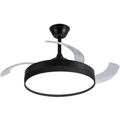 134,95 € Free Shipping | Ceiling fan with light 100W 4 blades. Remote control. Summer and winter function. DC motor Acrylic and Metal casting. Black Color