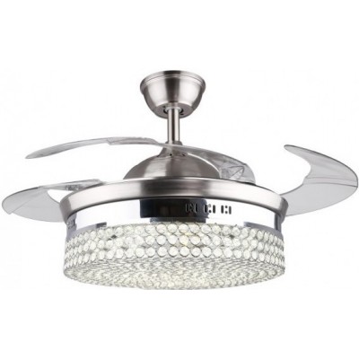 249,95 € Free Shipping | Ceiling fan with light 67W 3 blades. Remote control. Summer and winter function. AC motor Crystal and Metal casting. Gray Color