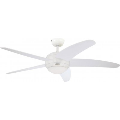 196,95 € Free Shipping | Ceiling fan with light 80W 132×132 cm. 5 blades-blades Living room, dining room and lobby. Modern Style. Metal casting. White Color
