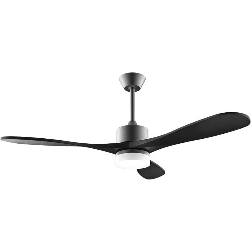 226,95 € Free Shipping | Ceiling fan with light 35W 67×67 cm. 3 vanes-blades. 5 speeds. Remote control. timer. Winter function. LED lighting Metal casting. Gray Color