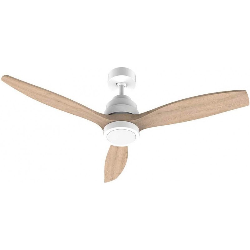 226,95 € Free Shipping | Ceiling fan with light 40W Ø 132 cm. 3 vanes-blades. 6 speeds. Remote control. timer. Winter function. LED lighting Metal casting and wood. Brown Color