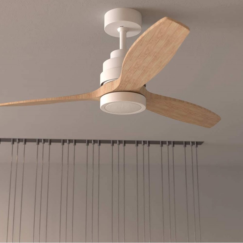 237,95 € Free Shipping | Ceiling fan with light 40W Ø 132 cm. 3 vanes-blades. 6 speeds. Remote control. timer. Winter function. LED lighting Living room, dining room and lobby. Metal casting and Wood. Brown Color