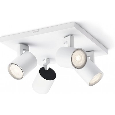 Foco para interior Philips 3W 24×24 cm. 4 puntos de luz LED Metal. Color blanco