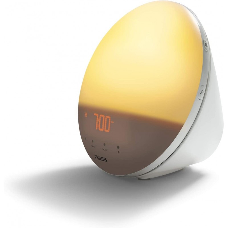 204,95 € 免费送货 | 家电 Philips 16W 球形 形状 20×19 cm. 在自然光中醒来。 7个声音。调频收音机。警报。手机充电器 客厅, 饭厅 和 卧室. 有机玻璃. 黄色的 颜色
