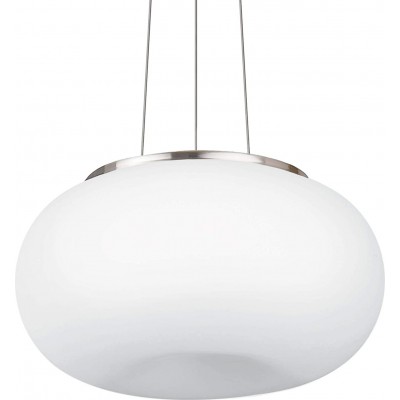 Lámpara colgante Eglo 60W Forma Esférica 110×45 cm. Cocina y dormitorio. Acero y Vidrio. Color níquel