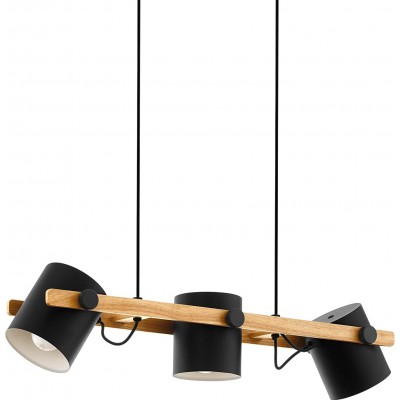 161,95 € Free Shipping | Hanging lamp Eglo 60W 110×78 cm. Triple adjustable spotlight Steel and wood. Black Color