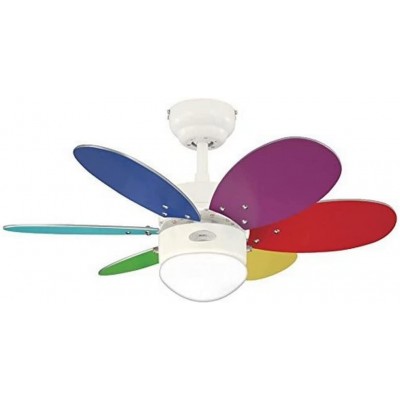 158,95 € Free Shipping | Ceiling fan with light 76×76 cm. 6 blades-blades Glass