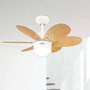 158,95 € Free Shipping | Ceiling fan with light 76×76 cm. 6 blades-blades Glass