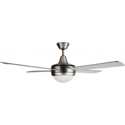 169,95 € Free Shipping | Ceiling fan with light 70W Ø 132 cm. 4 vanes-blades. Remote control. 3 speeds. timer Aluminum. Silver Color