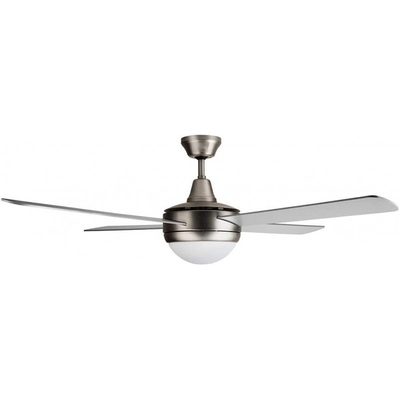 169,95 € Free Shipping | Ceiling fan with light 70W Ø 132 cm. 4 vanes-blades. Remote control. 3 speeds. timer Aluminum. Silver Color
