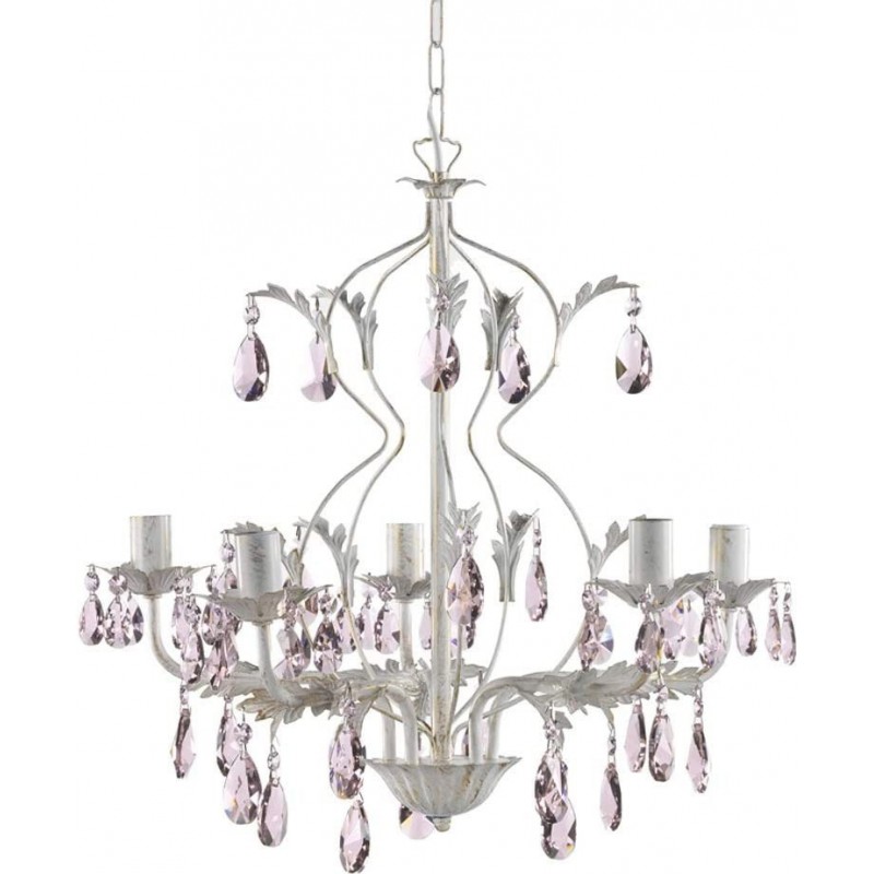 143,95 € Free Shipping | Chandelier 100×53 cm. 5 light points Crystal and metal casting. White Color