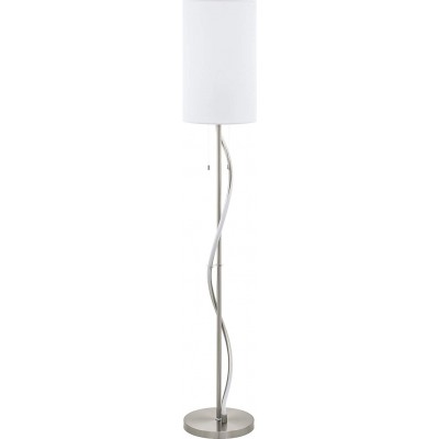 Lámpara de pie Eglo Forma Alargada 149×25 cm. Interruptor de cadena Salón, comedor y dormitorio. Estilo moderno. Acero, Aluminio y Textil. Color blanco