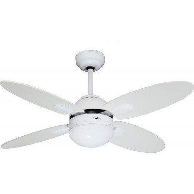 153,95 € Free Shipping | Ceiling fan with light 60W 105×105 cm. 4 reversible blades-blades. Remote control Living room, bedroom and lobby. Classic Style. Metal casting. White Color