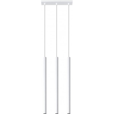 Hanging lamp 40W Cylindrical Shape 100×30 cm. Set of 3 suspension spotlights Kitchen, dining room and bedroom. Modern Style. Steel and Metal casting. White Color