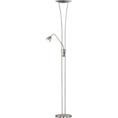 169,95 € Free Shipping | Floor lamp Trio 20W 3000K Warm light. 180×40 cm. Dimmable integrated LED. Arm with reading light Metal casting. Nickel Color