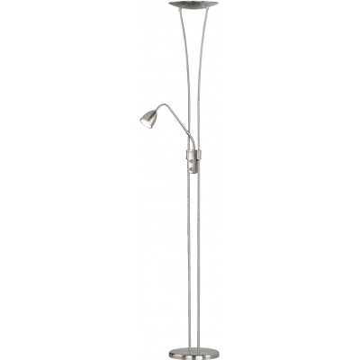 Stehlampe Trio 20W 3000K Warmes Licht. Erweiterte Gestalten 180×40 cm. Dimmbare integrierte LED. Arm mit Leselicht Wohnzimmer, esszimmer und schlafzimmer. Modern Stil. Metall. Nickel Farbe