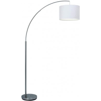 Lampada da pavimento 60W Forma Cilindrica 180×113 cm. Soggiorno, sala da pranzo e atrio. Stile moderno. Metallo e Tessile. Colore bianca
